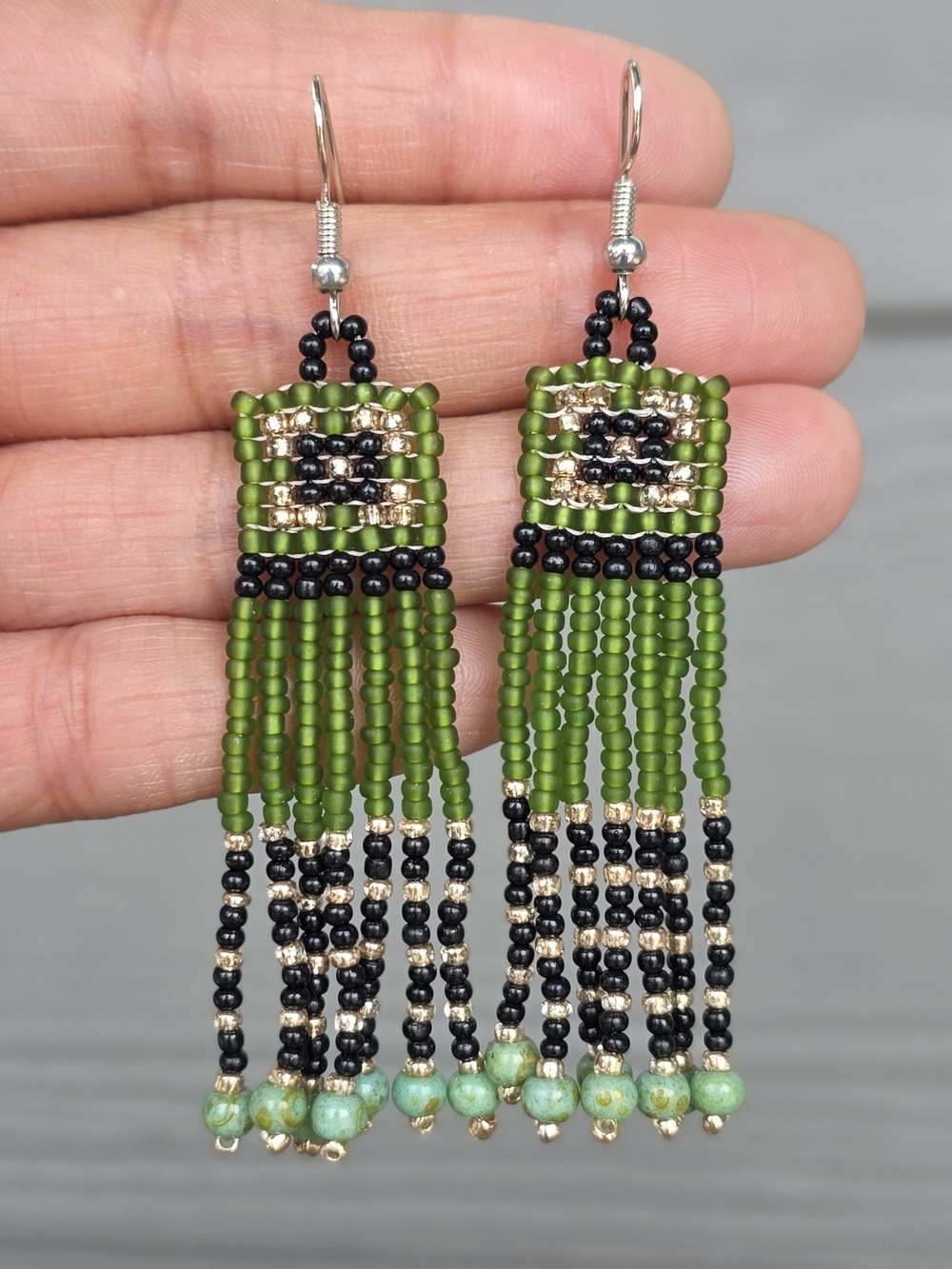 Kali Boho Fringe Beaded Earrings Handmade Southwestern Jewelry